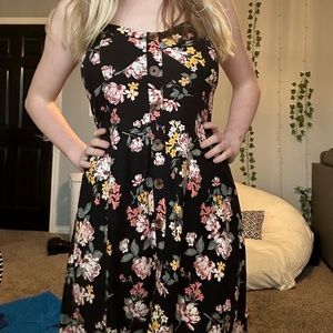 Black and floral flowy dress